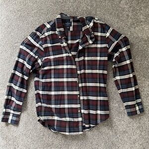 American Eagle Outfitters Burgundy, Navy & Cream Plaid Shirt